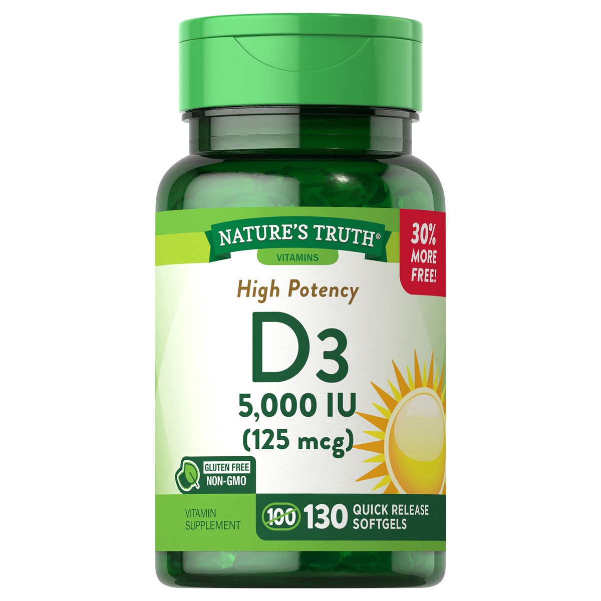 slide 1 of 13, Nature's Truth Vitamin D3 130 ea, 130 ct