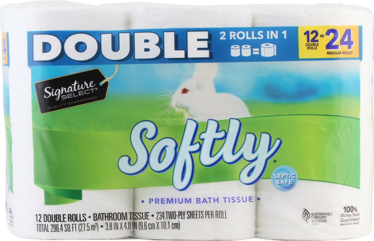 slide 6 of 9, Signature Home Bathroom Tissue Softly Soft & Strong Double Roll 2-Ply, 