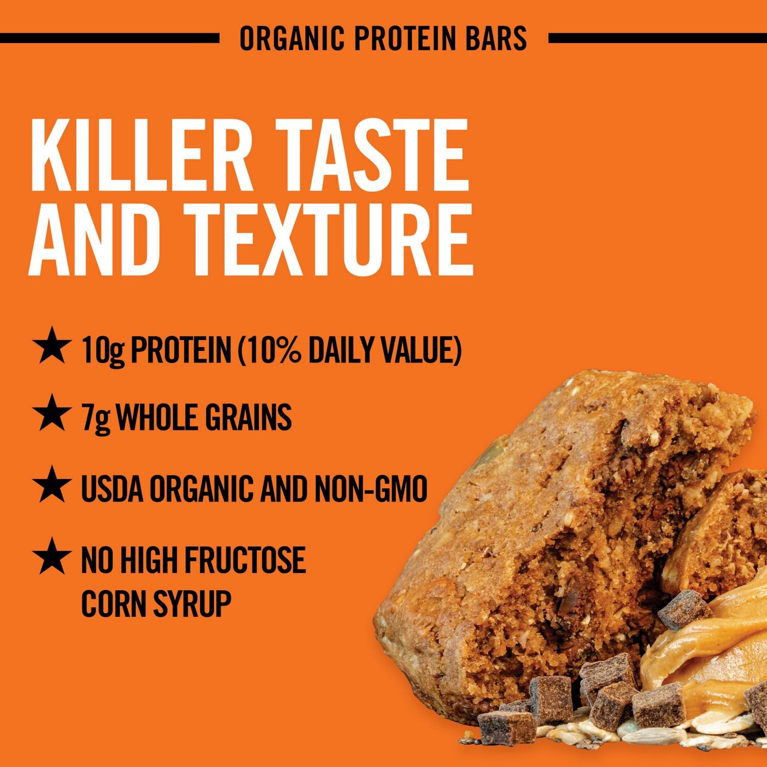slide 5 of 8, Dave's Killer Bread, Amped Up Organic Protein Bars, 4 Ct, 7.6 Oz, 1.9 oz