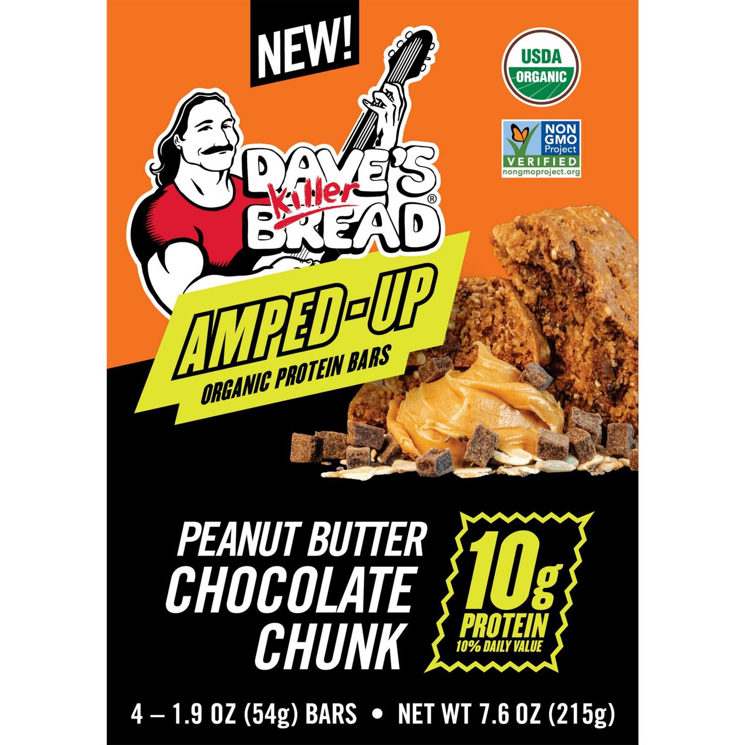slide 2 of 8, Dave's Killer Bread, Amped Up Organic Protein Bars, 4 Ct, 7.6 Oz, 1.9 oz