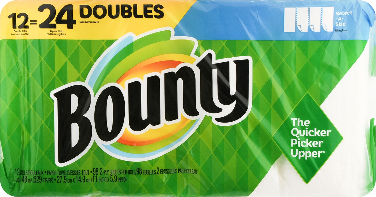 slide 6 of 9, Bounty Select-A-Size White Double Rolls 2-Ply Paper Towels 12 ea Pack, 12 ct