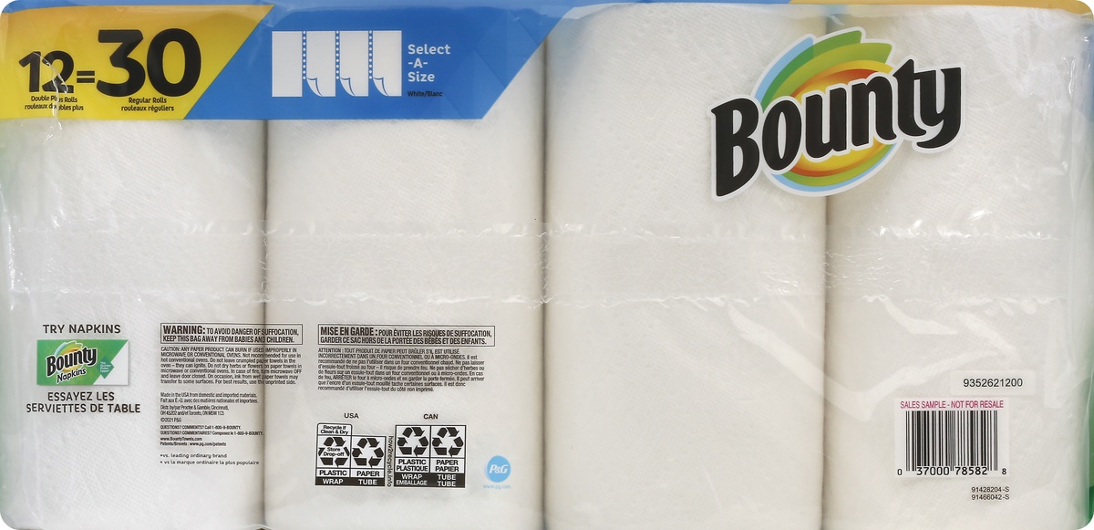 slide 2 of 7, Bounty Select-A-Size White Double Plus Paper Towels, 12 ct