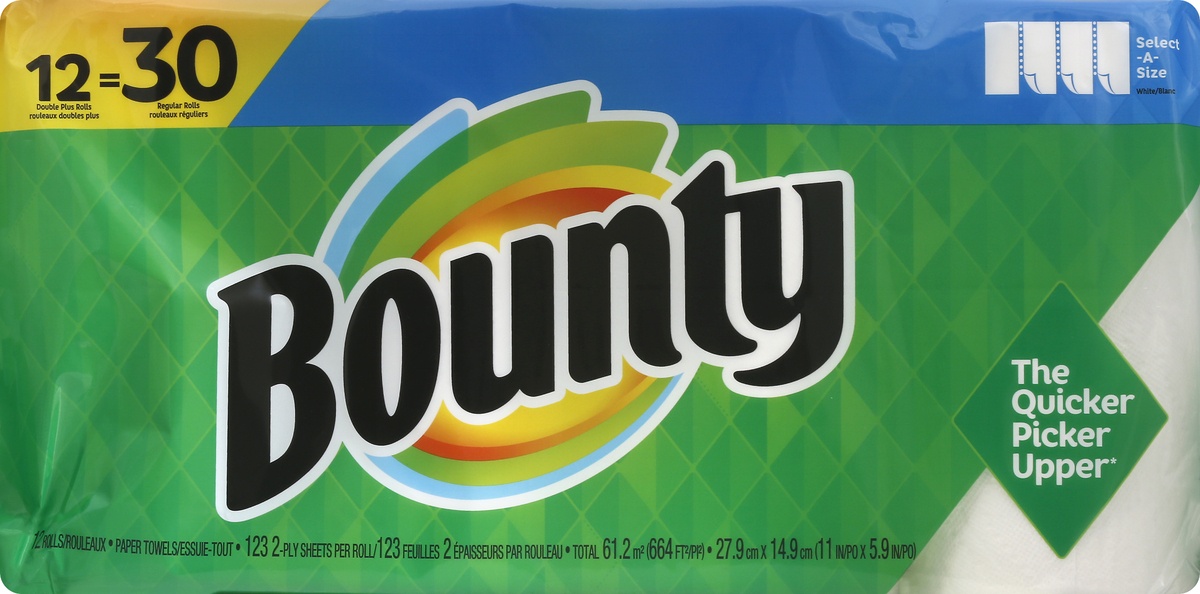 slide 4 of 7, Bounty Select-A-Size White Double Plus Paper Towels, 12 ct