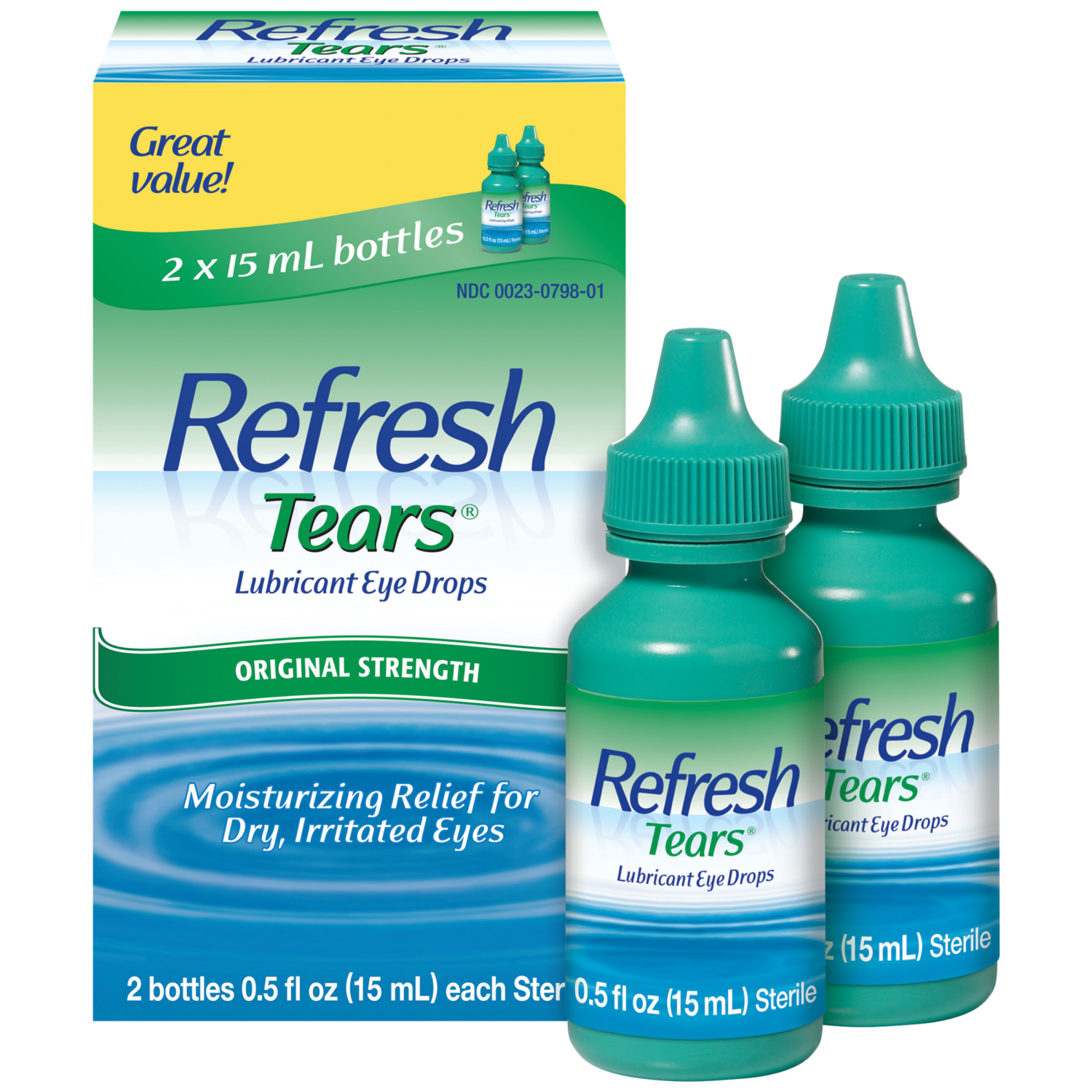 slide 1 of 8, Refresh Tears Lubricant Eye Drops Preserved Tears, 2 Count, 2x0.5 fl oz (30 mL), 2 ct