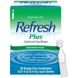 Refresh Plus Lubricant Eye Drops Non-Preserved Tears, 30 Single-Use Containers, 0.01 fl oz (0.4 mL)