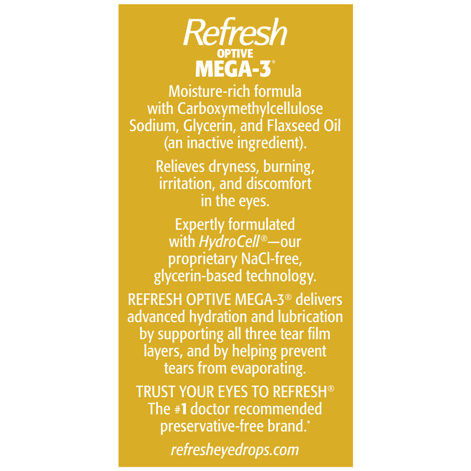 slide 5 of 8, Refresh Optive Mega-3 Lubricant Eye Drops 30 - 0.01 fl oz Containers, 0.01 fl oz, 30 ct