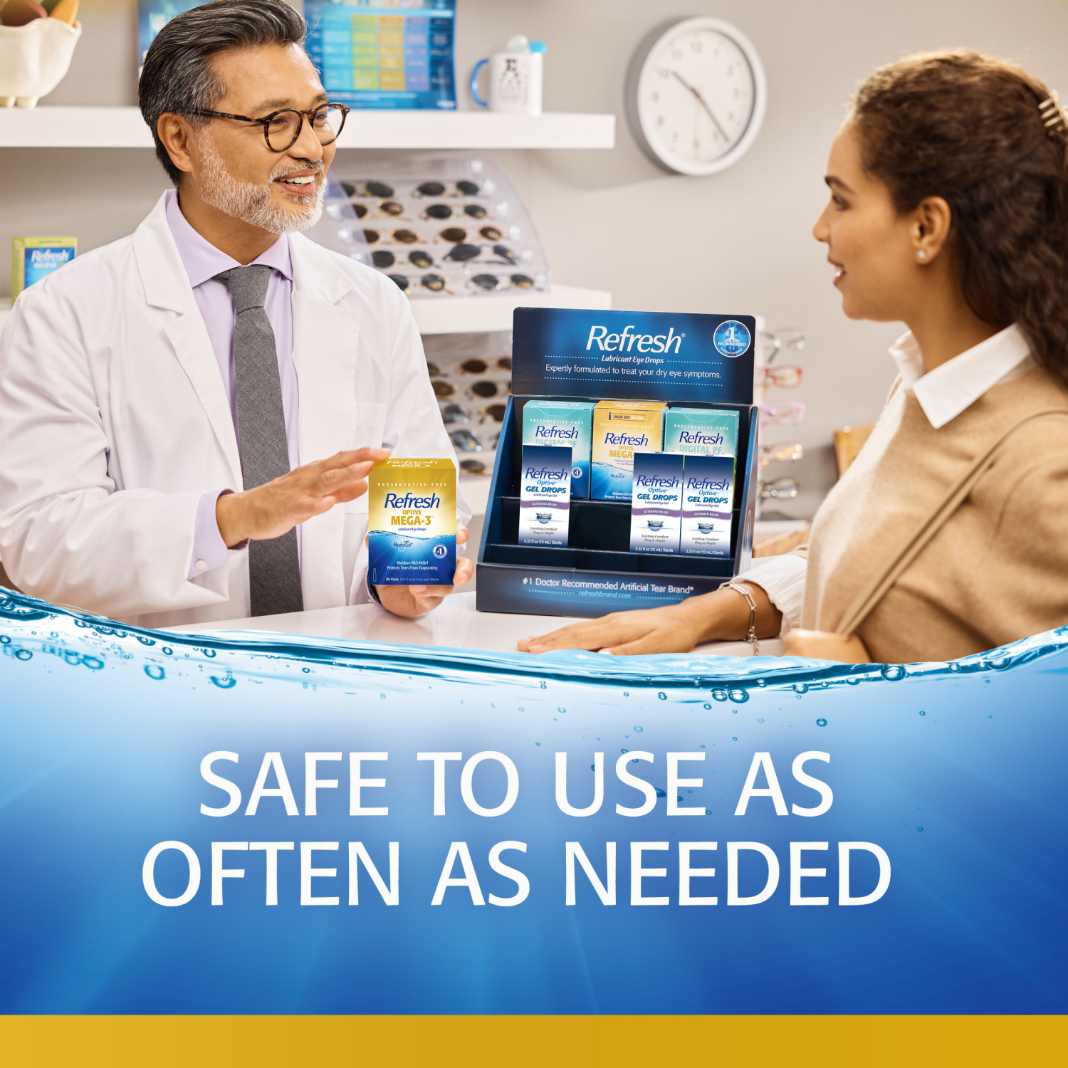 slide 6 of 8, Refresh Optive Mega-3 Lubricant Eye Drops 30 - 0.01 fl oz Containers, 0.01 fl oz, 30 ct