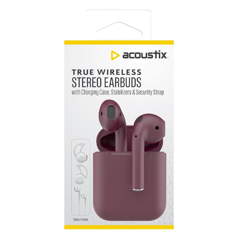 slide 1 of 1, Acoustix True Wireless Earbuds - Burgundy, 1 ct