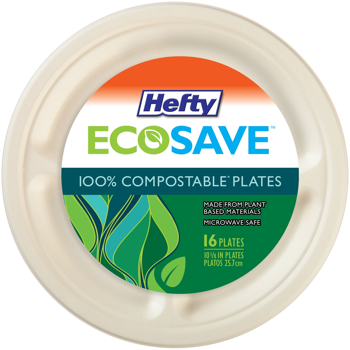 slide 3 of 3, Hefty EcoSave 10.125 Inches 3 Compartment Plates 16 ea, 