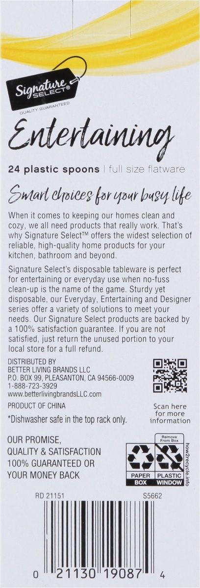 slide 4 of 9, Signature Select Entertaining Full Size Flatware Plastic Spoons 24 ea, 24 ct