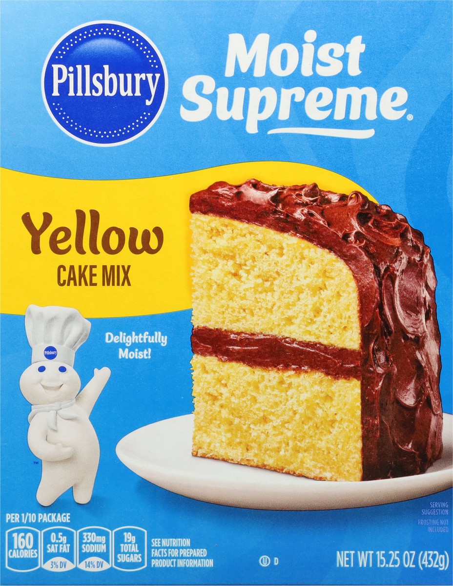 slide 9 of 13, Pillsbury Moist Supreme Yellow Cake Mix, 15.25 oz Box, 15.25 oz