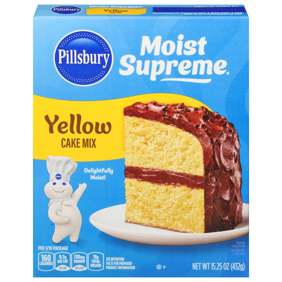 slide 3 of 13, Pillsbury Moist Supreme Yellow Cake Mix, 15.25 oz Box, 15.25 oz