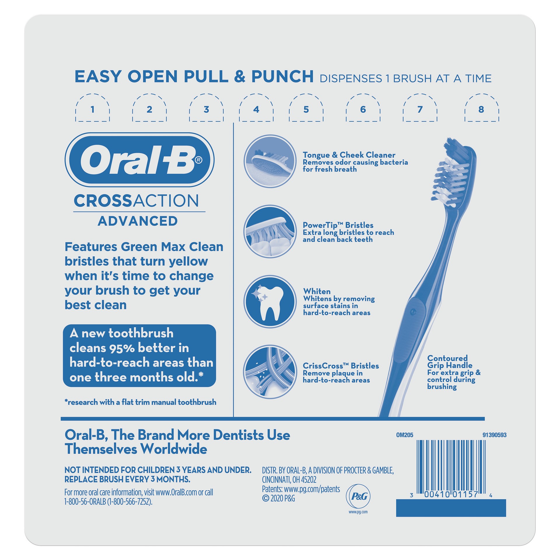 slide 2 of 4, Oral-B Cross Action Toothbrush, Soft or Medium, 