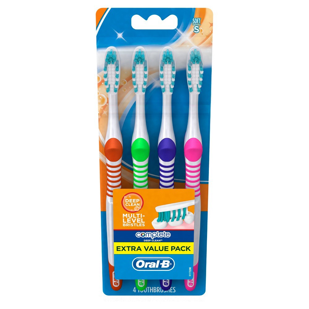 Oral-B Bacteria Blast 4X Extra Value Pack Soft Toothbrushes 4 Ea 4 Ct ...