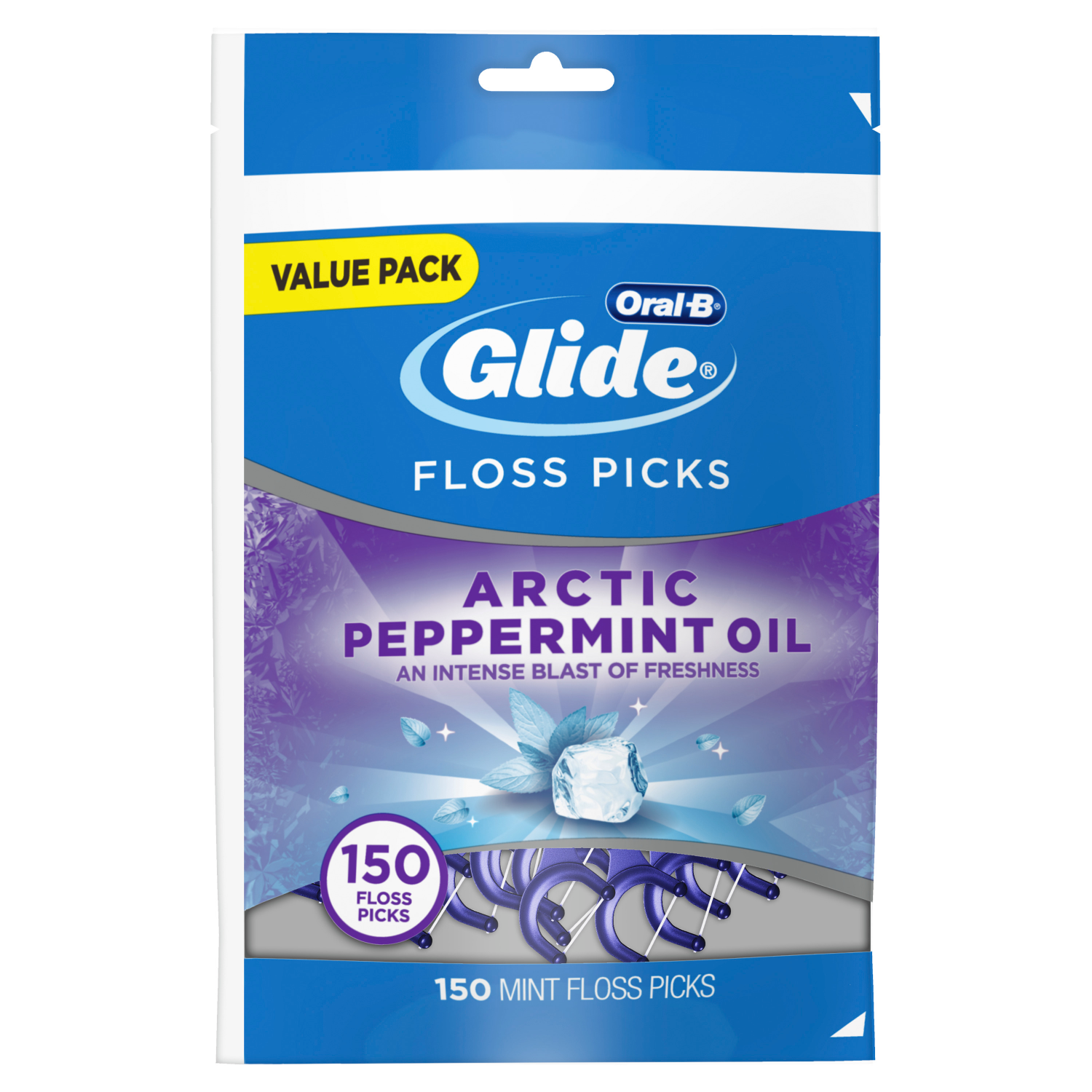 slide 3 of 5, Oral-B Glide Peppermint Dental Floss Picks with Arctic Peppermint Oil Flavor, 150 Picks, 150 ct