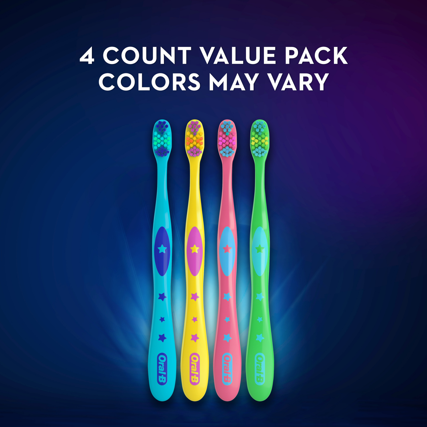 slide 3 of 5, Oral-B Kids Soft Toothbrush with Space Designs, (4 Pack) for Ages 2+, 4 ct