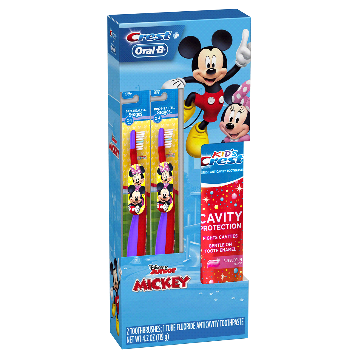 slide 3 of 3, Crest & Oral-B Kids Sparkle Fun Holiday Gift Pack Disney Mickey Mouse & Minnie Mouse Toothbrushes and Toothpaste, 1 ct