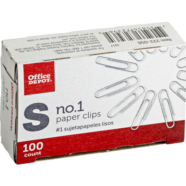 slide 5 of 6, Office Depot Brand Paper Clips, No. 1 Regular - Silver, 10 ct