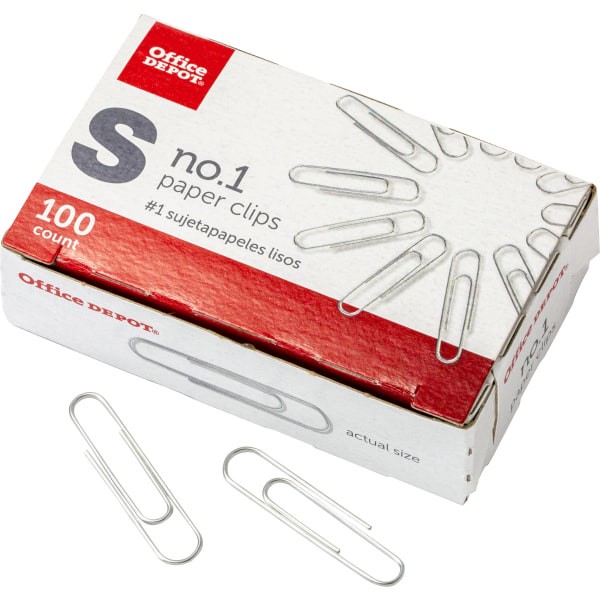 slide 4 of 6, Office Depot Brand Paper Clips, No. 1 Regular - Silver, 10 ct