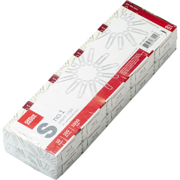 slide 2 of 6, Office Depot Brand Paper Clips, No. 1 Regular - Silver, 10 ct