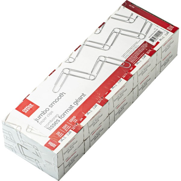 slide 5 of 5, Office Depot Brand Paper Clips, Jumbo - Silver, 10 ct