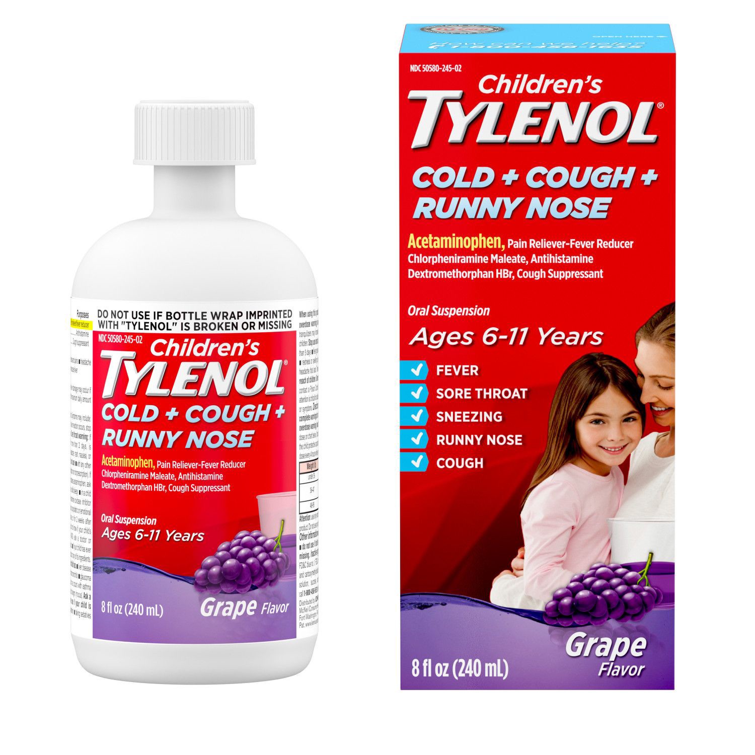 slide 6 of 6, Tylenol Children's Tylenol Cold + Cough + Runny Nose, 8 Fl. Oz, 8 oz