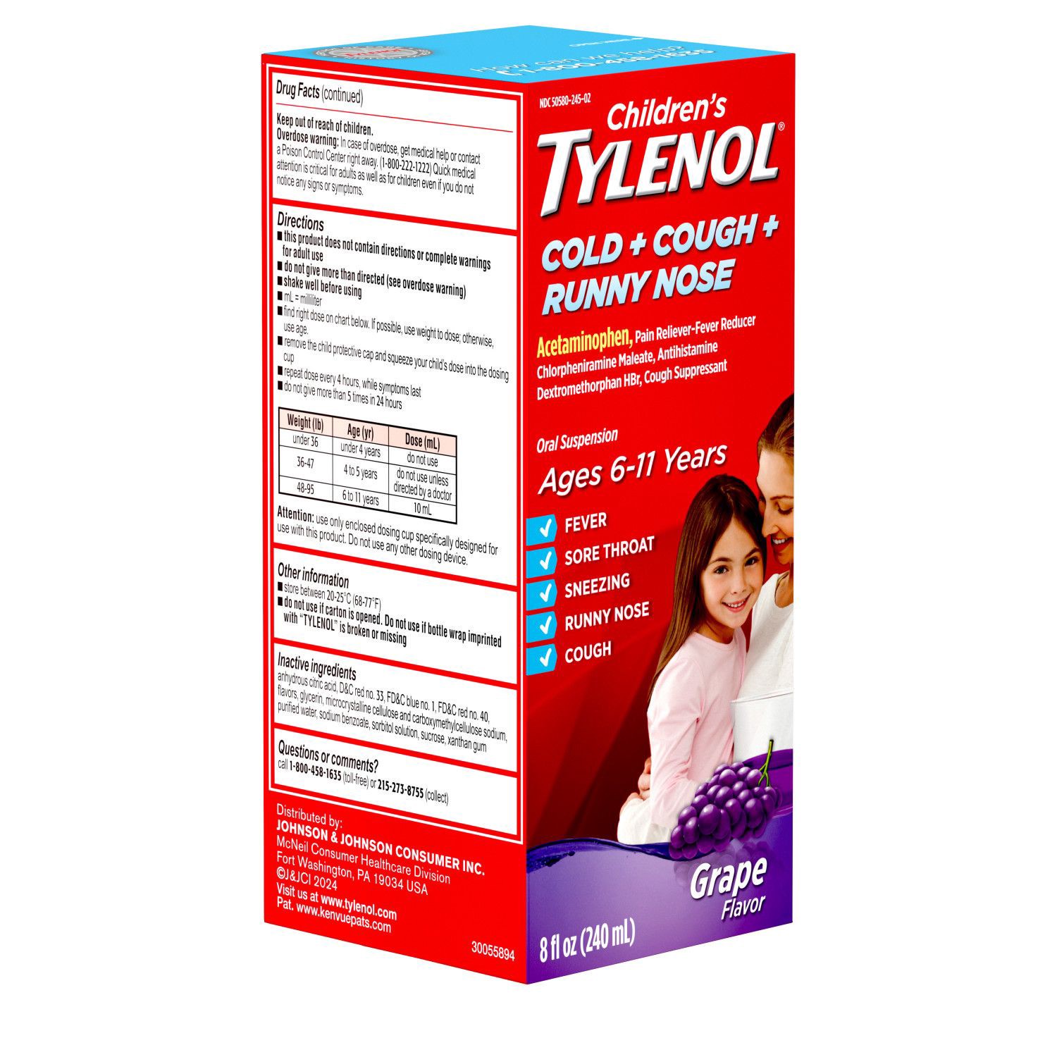 slide 4 of 6, Tylenol Children's Tylenol Cold + Cough + Runny Nose, 8 Fl. Oz, 8 oz