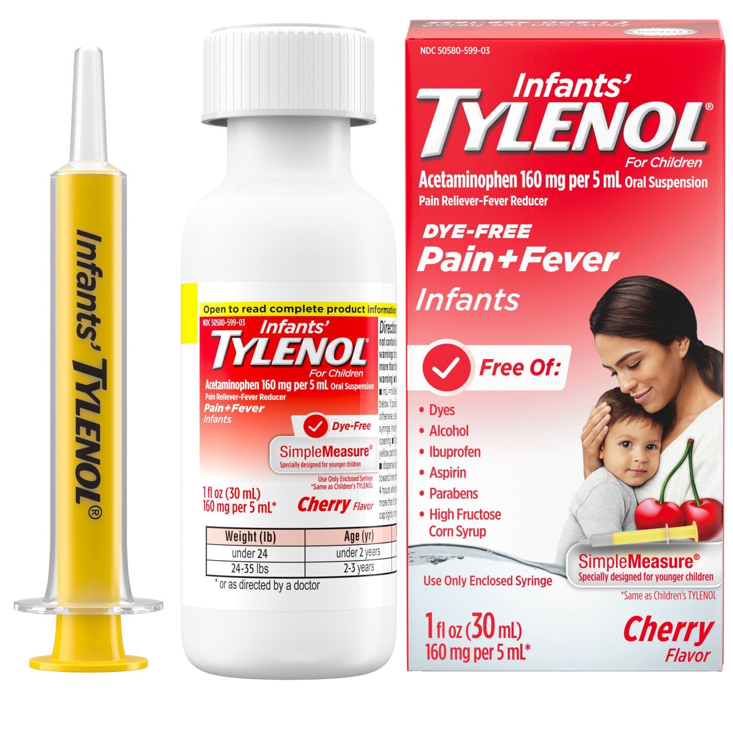 slide 2 of 4, Tylenol Infants' Tylenol Acetaminophen Medicine, Dye-Free Cherry, 1 fl. oz, 1 fl oz