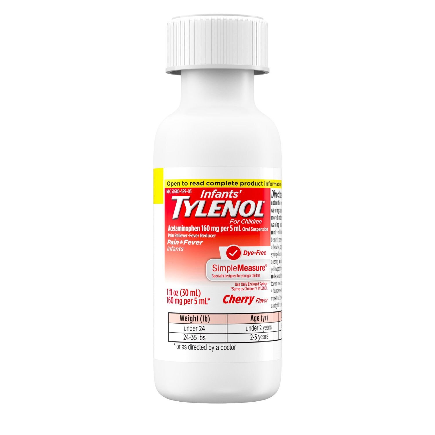 slide 3 of 4, Tylenol Infants' Tylenol Acetaminophen Medicine, Dye-Free Cherry, 1 fl. oz, 1 fl oz