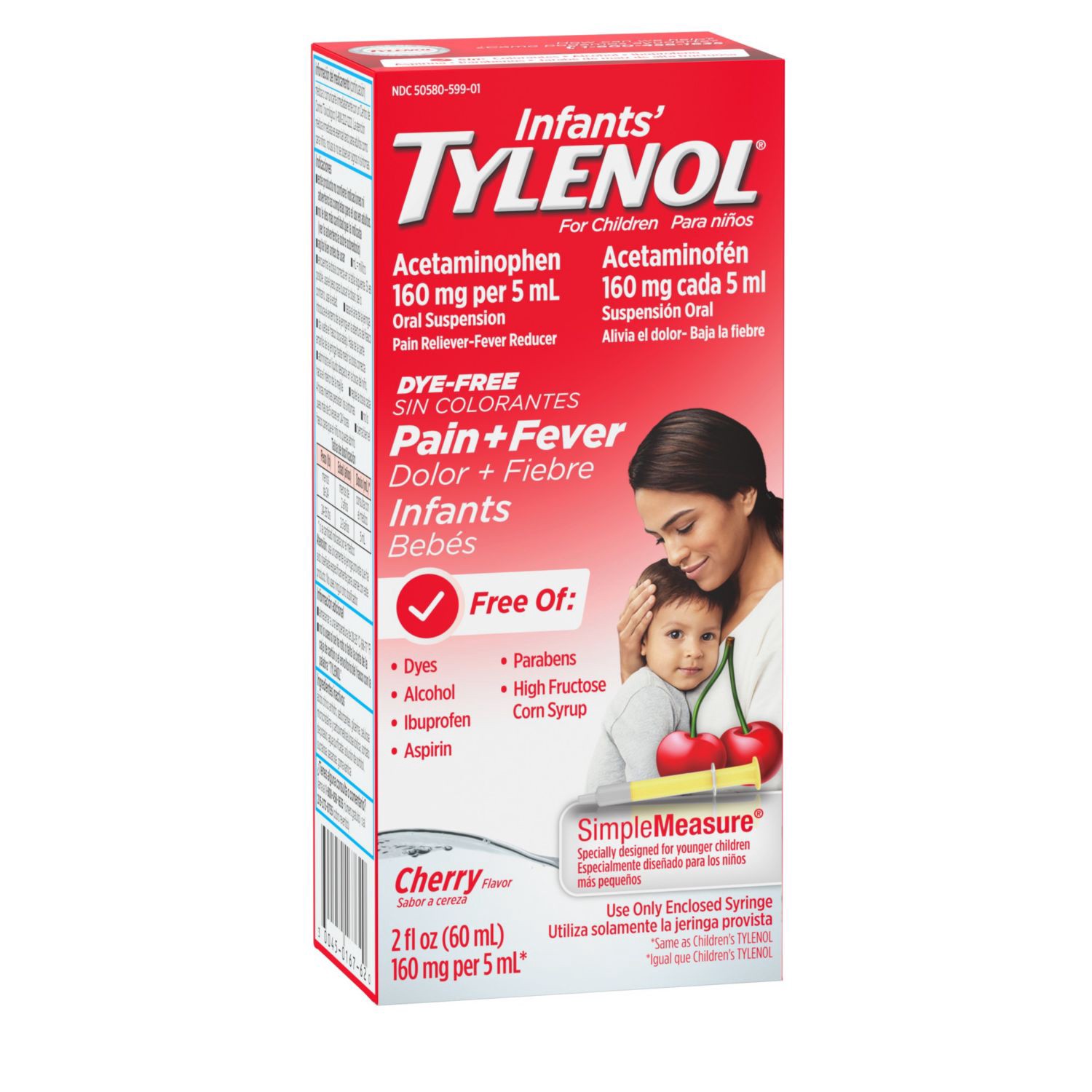 slide 3 of 6, Tylenol Infant's Dye Free Liquid Cherry Pain and Fever Syrup, 2 fl oz