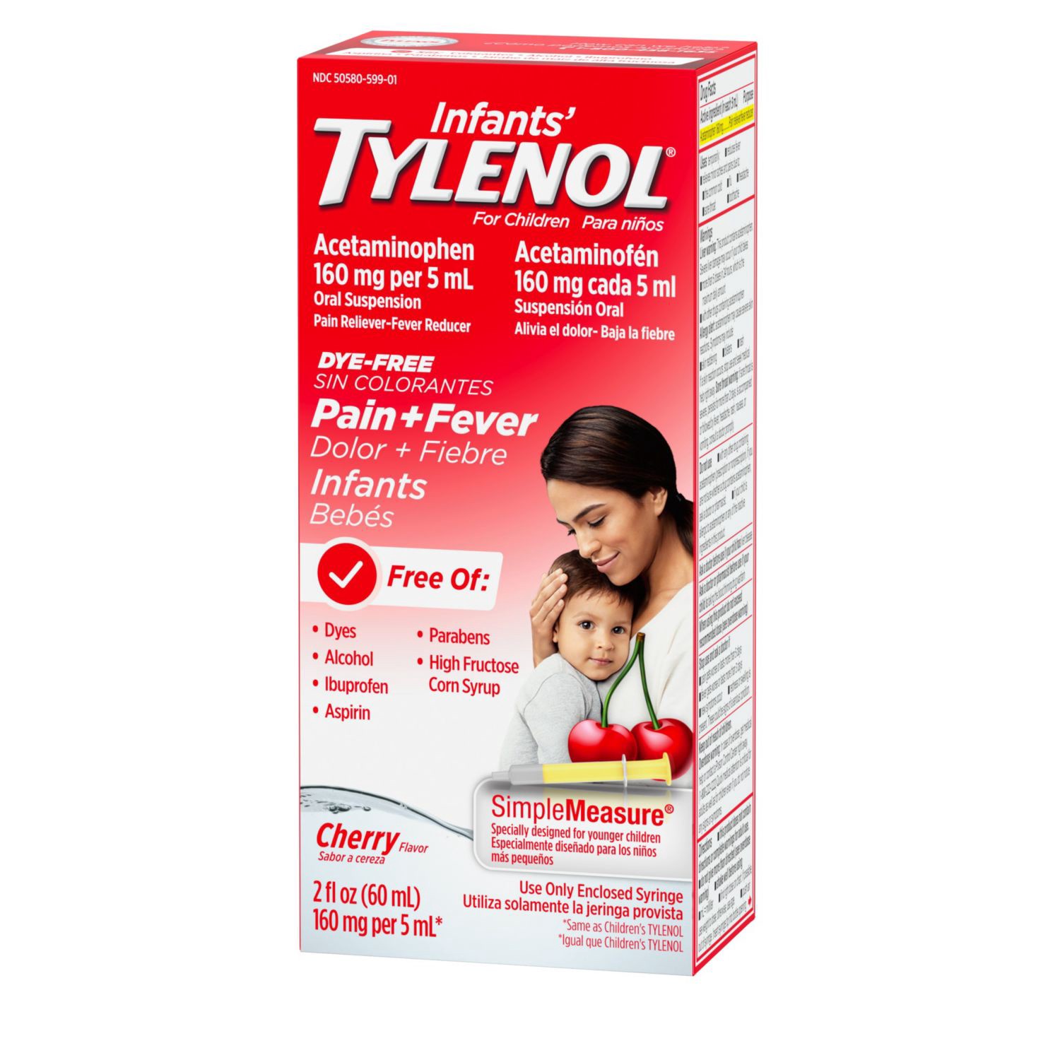 slide 2 of 6, Tylenol Infant's Dye Free Liquid Cherry Pain and Fever Syrup, 2 fl oz