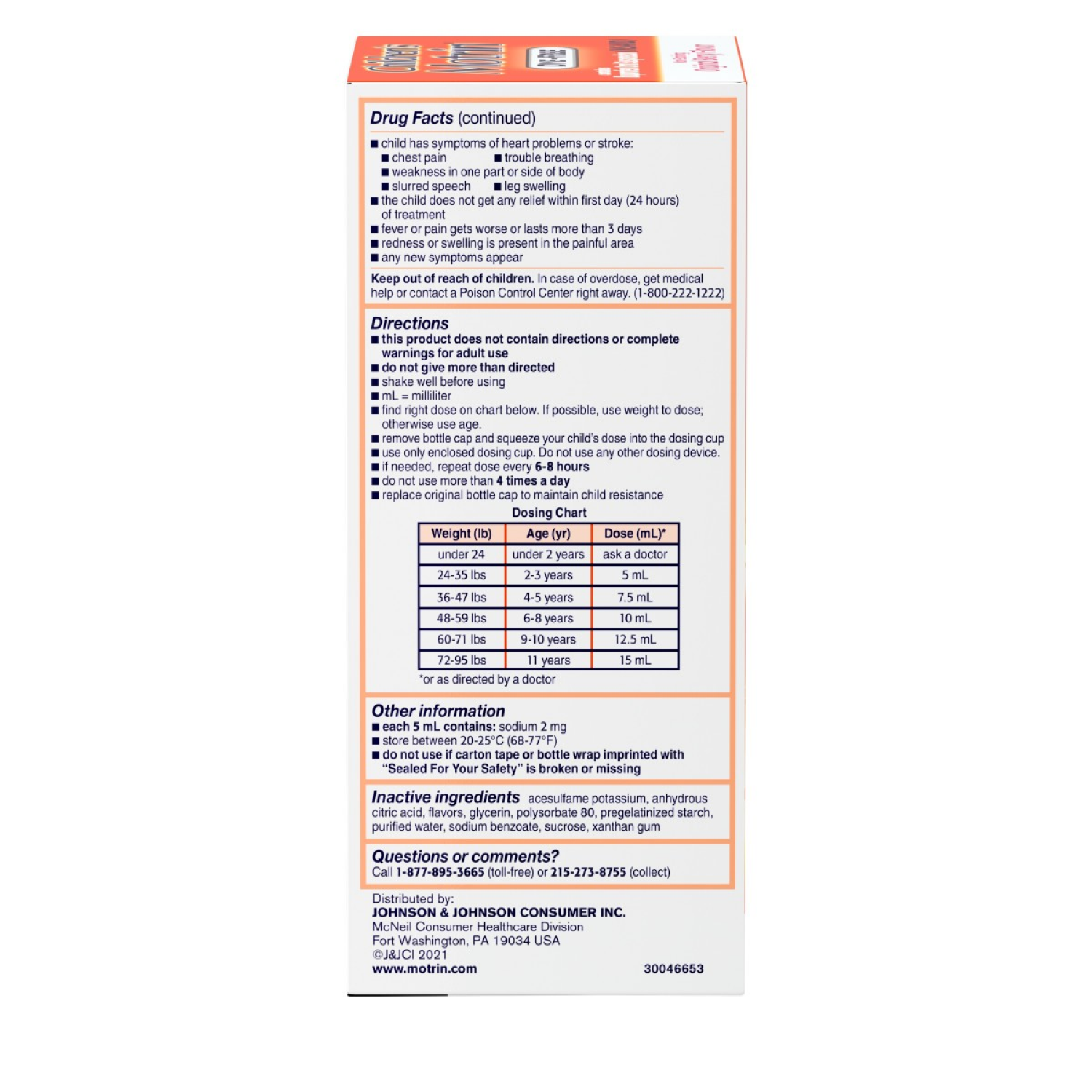 slide 2 of 4, Motrin Children's Motrin Oral Suspension, Dye-Free Berry, 8 Fl. Oz, 8 fl oz