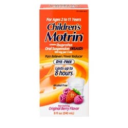 Motrin Children's Motrin Oral Suspension, Dye-Free Berry, 8 Fl. Oz
