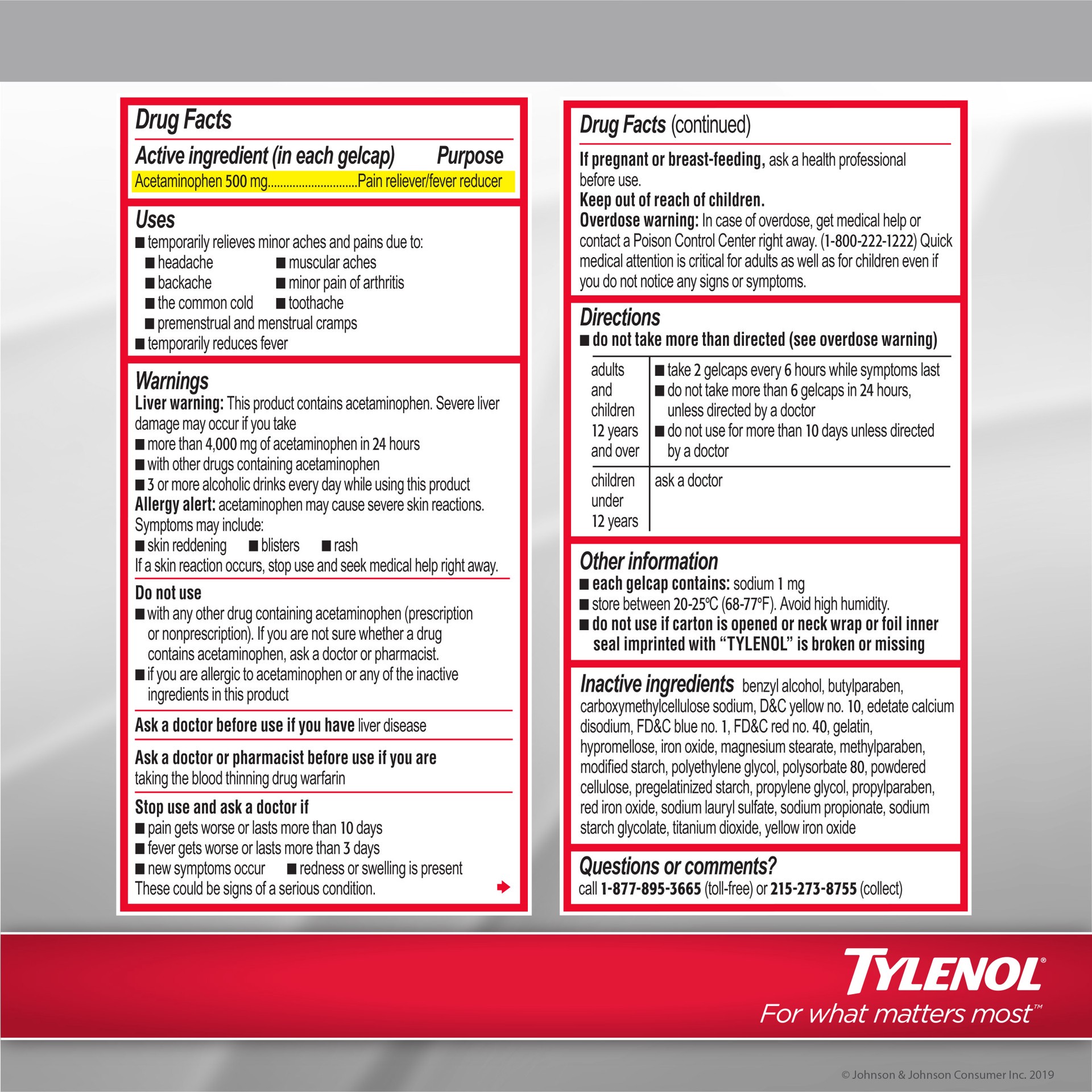 slide 2 of 2, Tylenol Extra Strength 500 mg Rapid Release Gelcaps, 290 ct, 