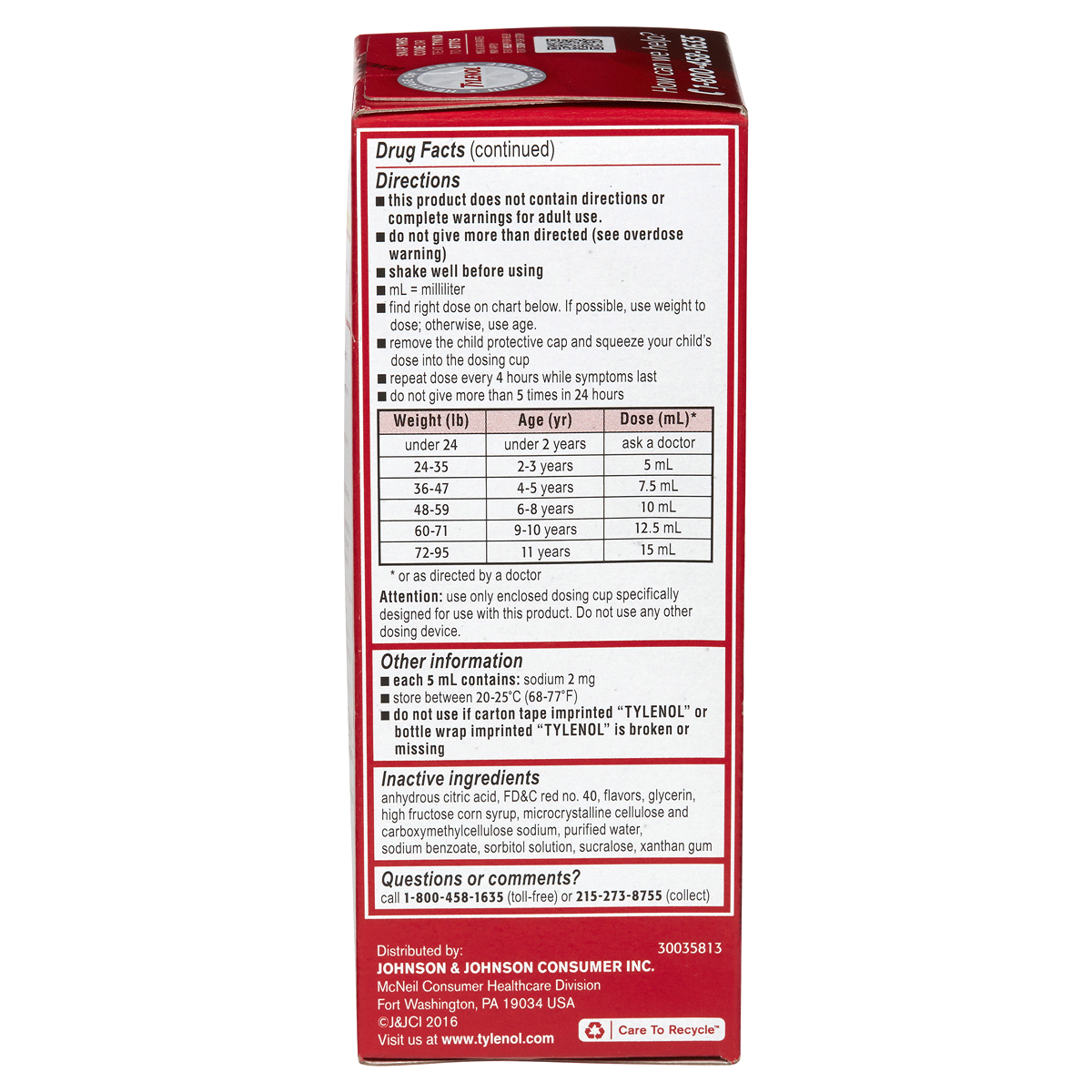 Tylenol Children's Tylenol Oral Suspension Medicine, Kids' Liquid
