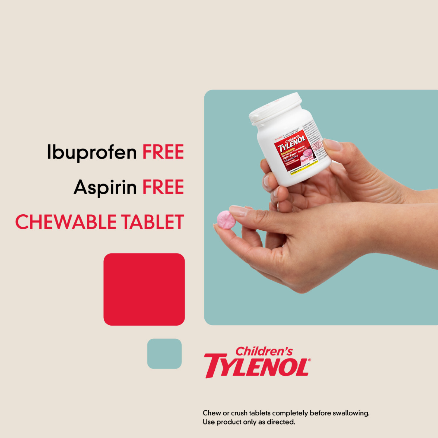 slide 3 of 5, Tylenol Children's Tylenol Chewables, Bubble Gum, 24 Count, 24 ct