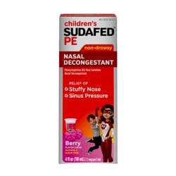 Sudafed Children's PE Non-Drowsy 2.5 mg Berry Flavor Liquid Nasal Decongestant 4 fl oz
