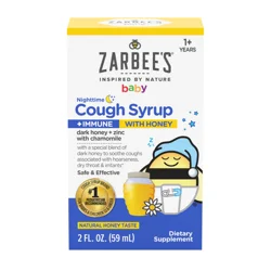 Zarbee's Naturals Baby Nighttime Cough Syrup + Immune, Natural Honey Taste 2 Fl. Oz