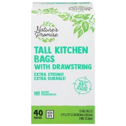 Nature's Promise Tall Kitchen Bags with Drawstring 13 Gallon