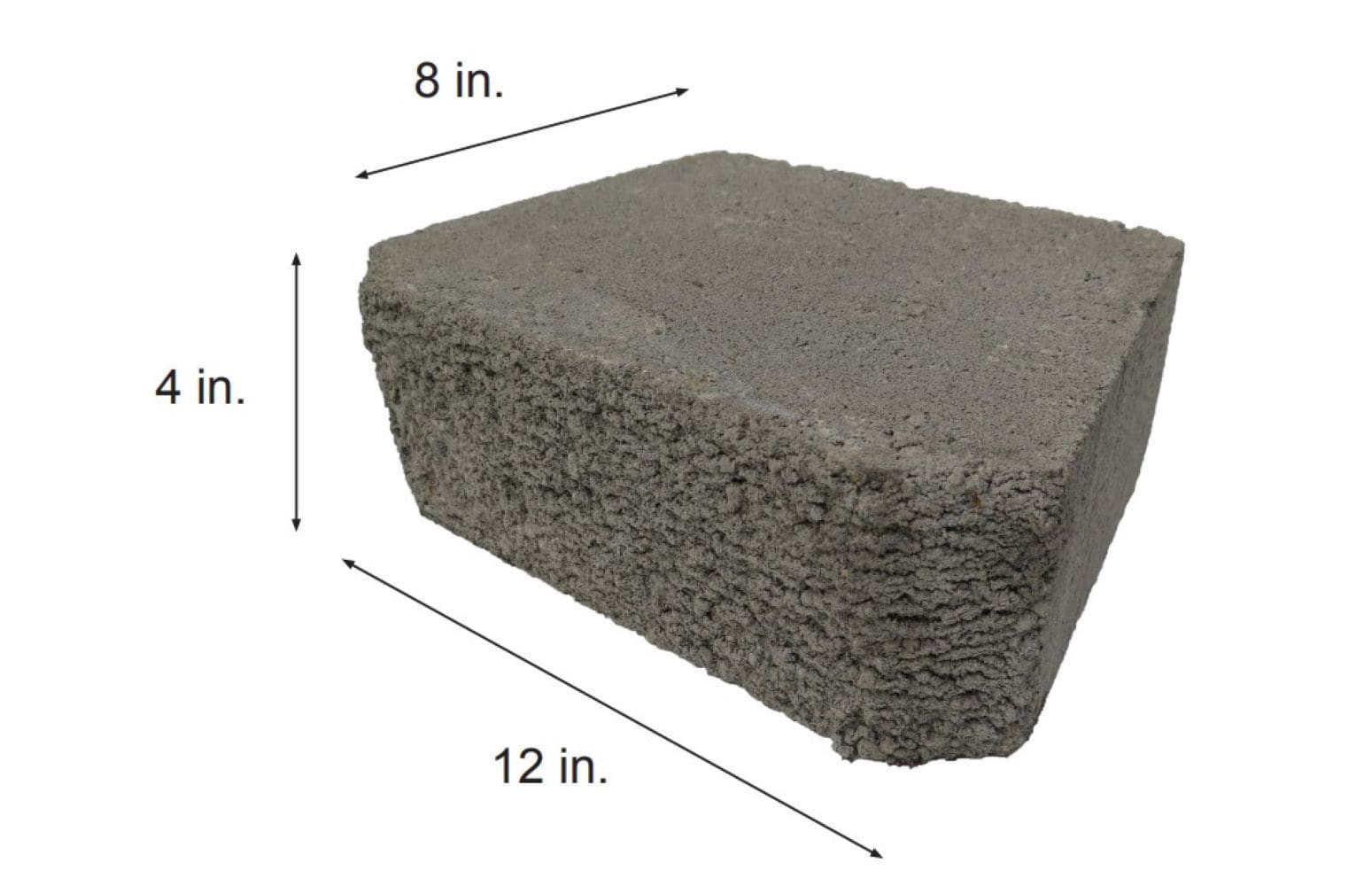 slide 3 of 6, 4.0-in H x 11.5-in L x 8.0-in D Gray Concrete Retaining wall block, 1 ct