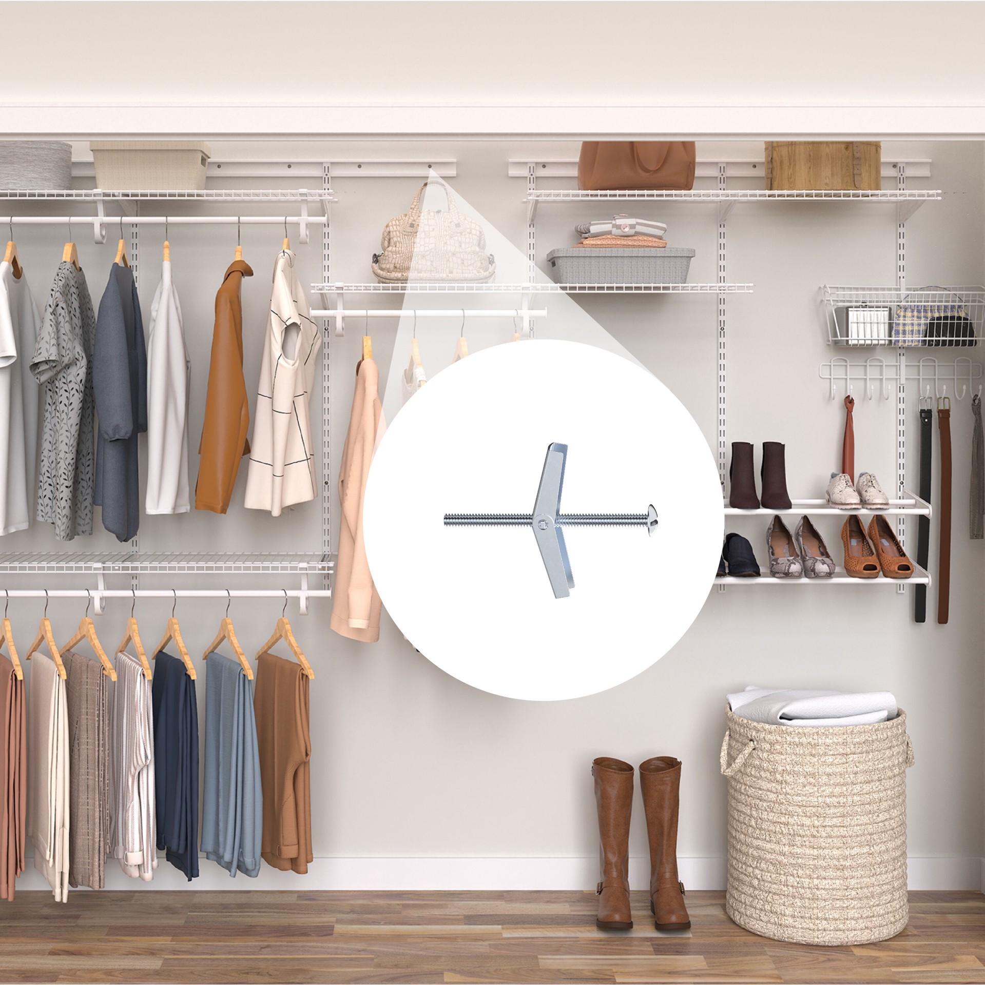 slide 4 of 6, ClosetMaid ShelfTrack 5-Pack 0.5-in Chrome Adjustable Mount Steel Back Clip, 1 ct