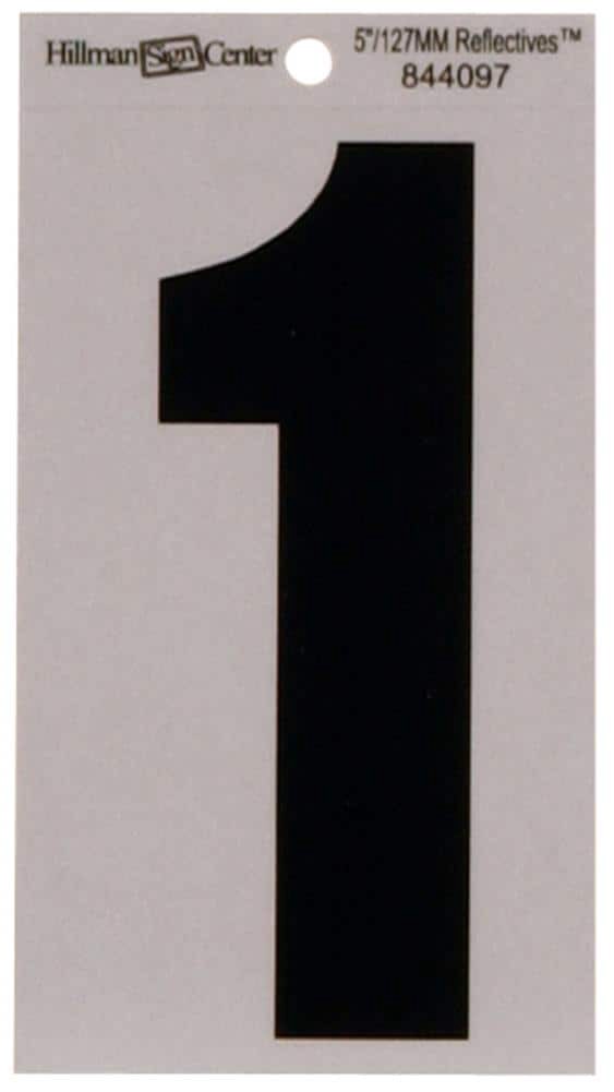 slide 1 of 3, Hillman 5-in Reflective Black Number 1, 1 ct