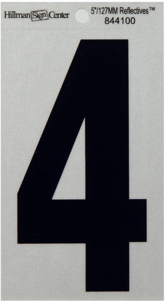slide 1 of 3, Hillman 5-in Reflective Black Number 4, 1 ct