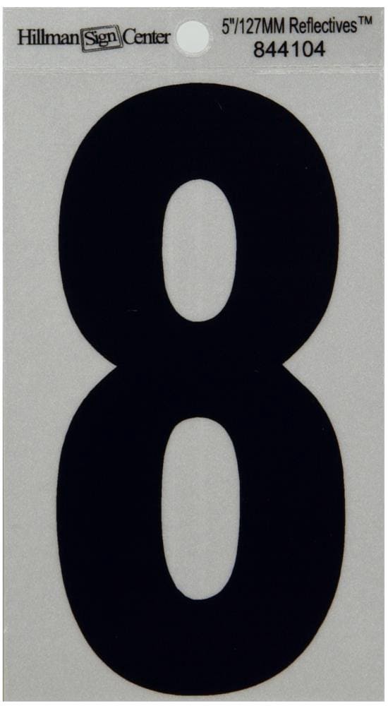 slide 1 of 3, Hillman 5-in Reflective Black Number 8, 1 ct