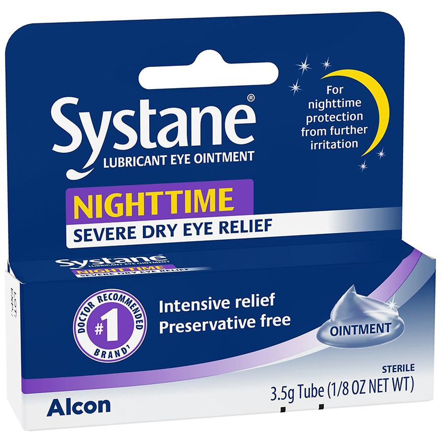 slide 2 of 4, Systane Nighttime Lubricant Eye Ointment Overnight Relief, 0.13 oz