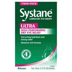 Systane Ultra Lubricant Eye Drops, 2 x 10 mL (Twin Pack)
