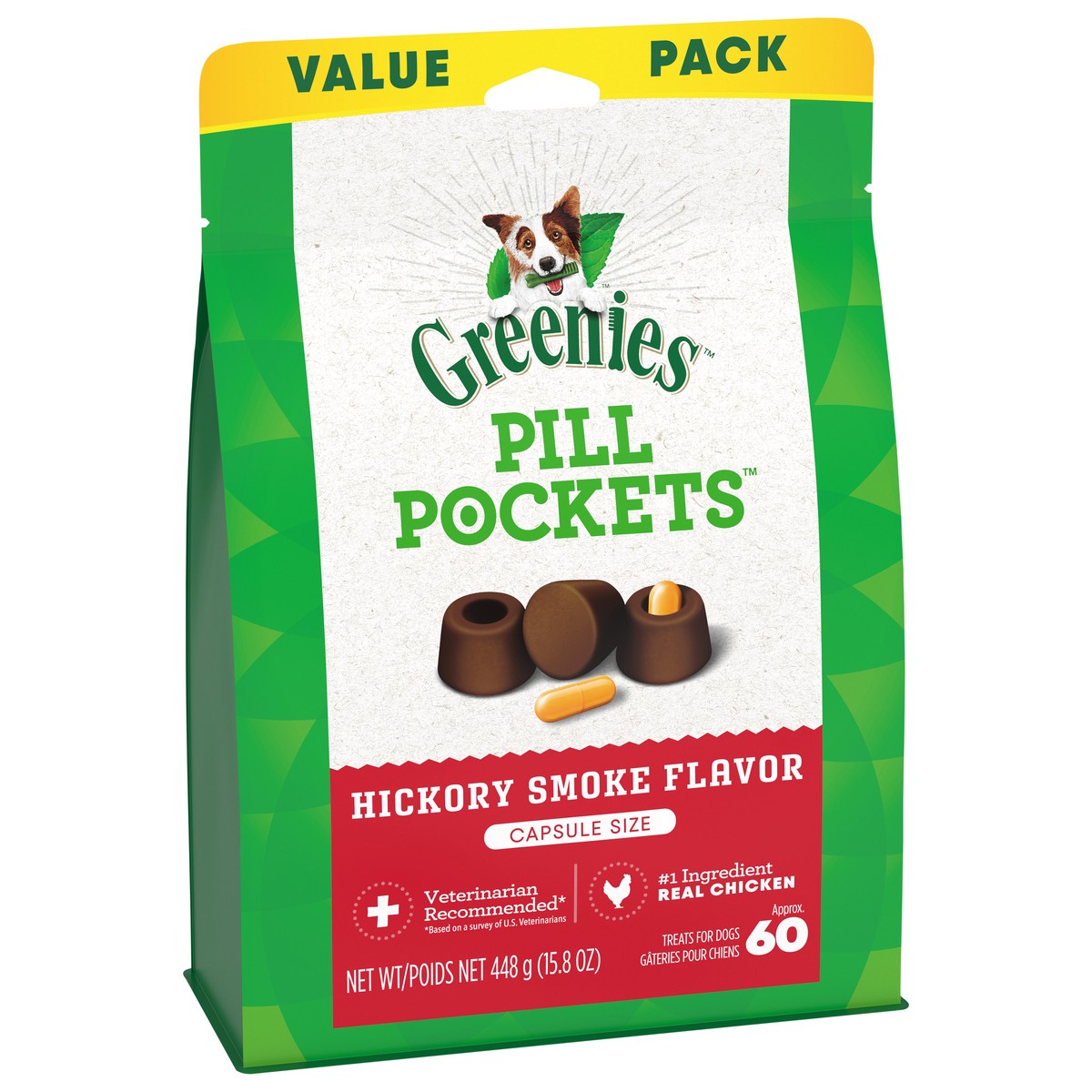 slide 3 of 14, Greenies Pill Pockets Hickory Smoke Flavor Treats for Dogs Capsule Size Value Pack 15.8 oz, 15.8 oz