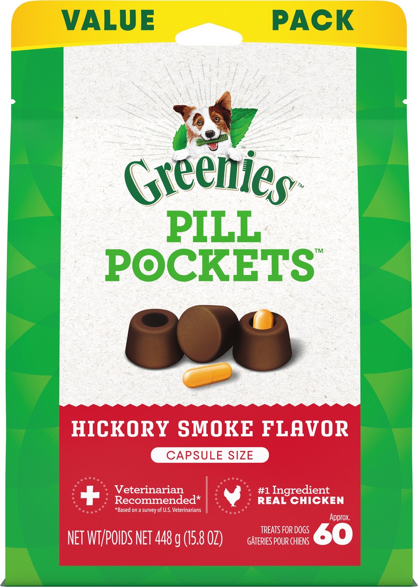 slide 14 of 14, Greenies Pill Pockets Hickory Smoke Flavor Treats for Dogs Capsule Size Value Pack 15.8 oz, 15.8 oz