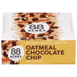 88 Acres Oatmeal Chocolate Chip Seed + Oat Bars, 9 - 1.6 oz Bars
