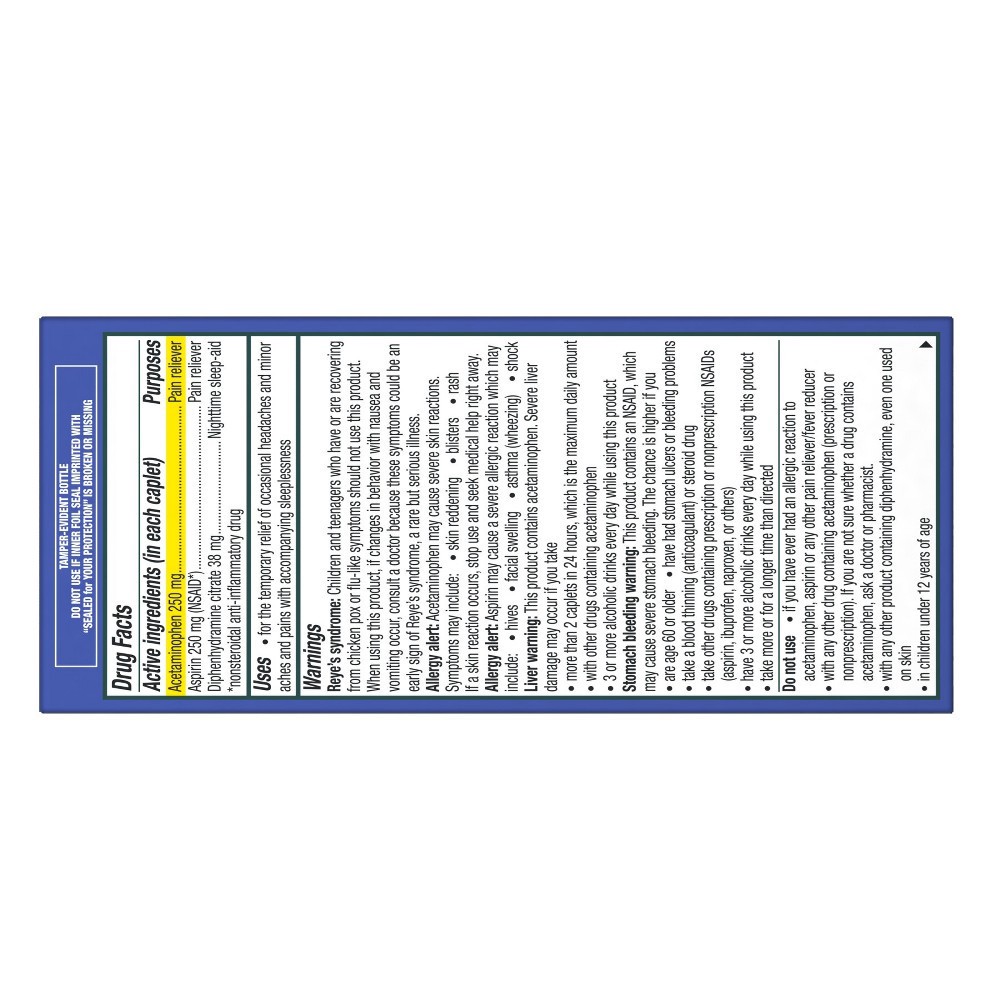 Excedrin Pm Headache Relief With Sleep Aid Caplets, 100 Ct 100 ct Shipt